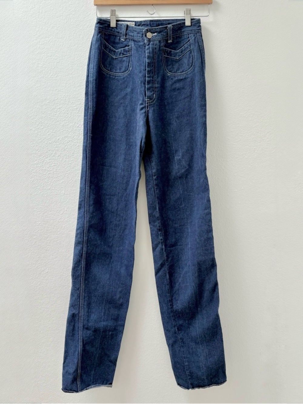 Vintage High Waisted Straight Leg Patch Pocket Organically Grown Cotton Jeans
